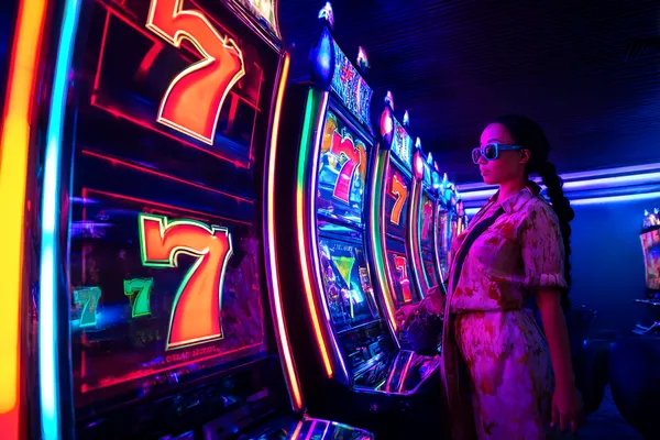 A person using their device against a moody casino-themed background, illustrating the smooth re-entry process at CROREWIN.